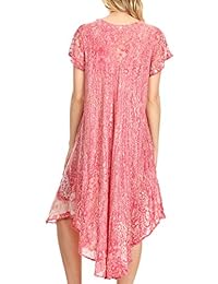 Sakkas Bree Vestido largo, bordado, con manga casquillo, jaspeado