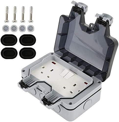 Weatherproof Inline Double Socket Outside Sockets Waterproof Double Socket, Switched Power Socket IP66 ...