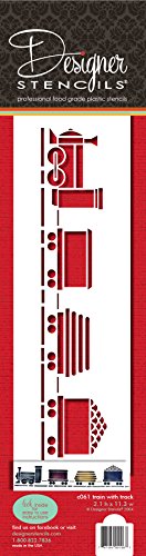Designer Stencils C061 Train with Track Cake Stencil, Beige/semi-transparent
