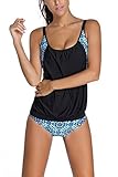 Dokotoo Womens Stripes Lined Up Double Up Tankini Top Swimwear
