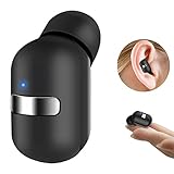 Bcway Bluetooth Headphones, V4.1 Mini Wireless Earbuds with Mic Invisible Car Headset [Magnetic USB Charger] Lightweight Single In Ear Earphone with Customizable Eartips S/M/L(One Piece) (Black)