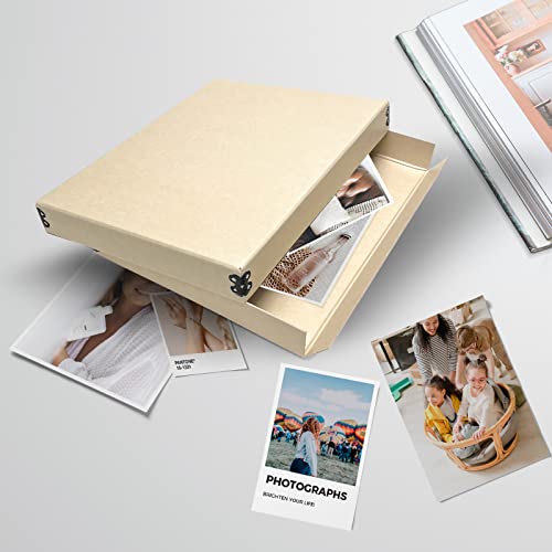 Lineco, Tan 8x10x1.5 Museum Storage Box with Removable Lid & Drop Front Design Archival Acid