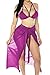 Kisscynest Women's High Waist Strappy Cut Out Bikini Sets Mesh Cover Ups Fuschia S