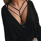 Romacci Women Harness Bra Strappy Hollow Out Bra Sexy Body Lingerie Cage Elastic Cage Bra Cupless Bralette Top Black
