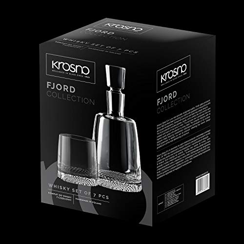 KROSNO Whisky Set | 1 x 950 ml Karaffe & 6 x 300 ml Glas | Fjord Kollektion | Perfekt für Zuhause, Restaurants und Partys | Das perfekte Geschenk für einen Whiskykenner Transparent – Bild 6