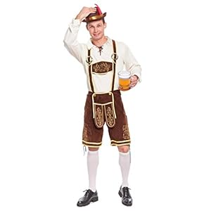 Spooktacular Creations Men’s German Bavarian Oktoberfest Costume Set for Halloween Dress Up Party and Beer Festival (Large)