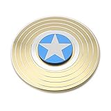 Bukit Cell 3-5 Min Captain American Shield Gold Metal Fidget Spinner Durable Titanium Alloy Metal Hand Spinner EDC ADHD Focus Anxiety Stress Relief Spinner +BC Stylus Pen + BCcloth + Metal Box