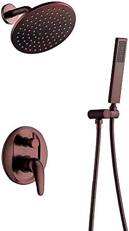 Bathroom Shower Faucet Set Lavatory Brass Rain Shower Head + Hand Spray, Oil Rubbed Bronze