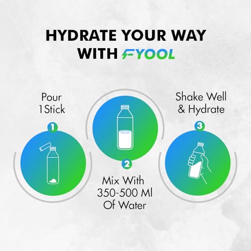 Fyool Hydration Electrolyte Powder | Electrolytes + Vitamins & Minerals | Zero Sugar & Calories | Energy Boost | Gluten-Free | Travel Essentials | Lemon Flavour | 30 Stick Packs