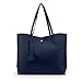 OCT17 Women Tote Bag - Tassels Faux Leather Shoulder Handbags, Fashion Ladies Purses Satchel Messenger Bags (Navy)