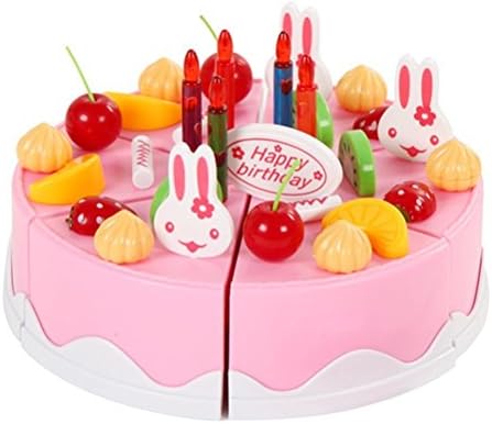 Mercurry Birthday Cake DIY Cutting Toy (75pcs) - Birthday Children's Day Gift Food Play Toy For Kids Girls - Pink