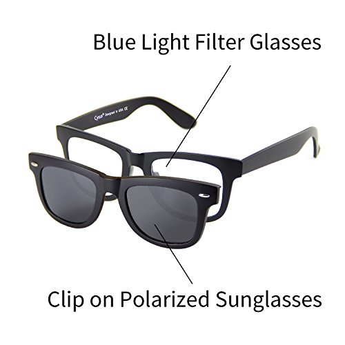 Cyxus-2-in-1-SET-Blue-Light-Blocking-Glasses-with-Clip-On-Polarized-Sunglasses-Retro-Lightweight-Frame-MenWomen