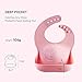 Cute Stone Waterproof Silicone Baby Bibs, Soft Feeding Bibs for Babies and Toddlers with Food Catcher, Comfortable Adjustable Bib, Easily Wipe Clean, BPA Free, Pack of 2, Mint-Green/Pink