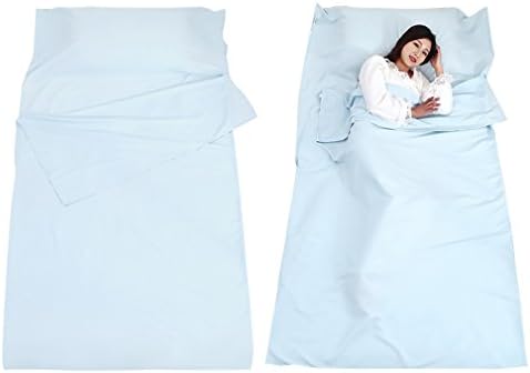 AUSTY Single Sleeping Bag Liner Camping Sleep Sheet Soft and Breathable for Travel Hotel Outdoor Picnic Business Trip(Pale Blue,45.3" x82.7")