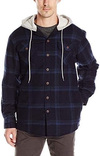 ZENTHACE Men's Thicken Plaid Hooded Flannel Shirt Jacket with