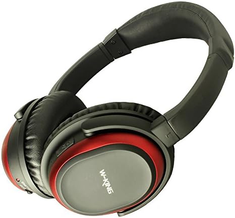 WIZO Active Noise Cancelling Bluetooth Headphones, HiFi Sound, Over-Ear, Wireless Headphones With Microphone-feature, and Lightweight Headset Design, Red&amp;Black
