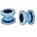 Pair (2) Light Blue Titanium Screw Fit Ear Plugs Anodized Tunnels Gauges- 00G 10MM