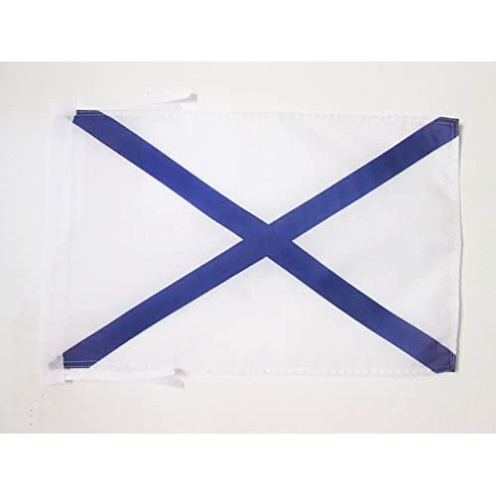 AZ FLAG - Russian Navy Ensign Flag - 18'' x 12'' - 100% Polyester navy of Russia Small Banner with Two Cords - Fade Resistant - Vivid Colors - 18x12 in - 45x30 Cm — image 1
