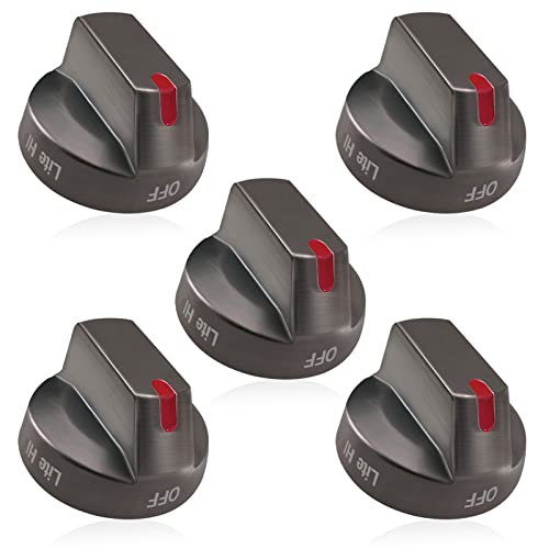 DG64-00473B Upgraded Samsung Stove Knobs Black Stainless Steel,Samsung Gas Stove knobs Oven knobs Replacements Compatible NX58M6850SG, NX58J7750SG, NX58J5600SG, NX58K7850SG (5Pack)