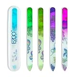 EZGO 5 Pieces Colorful Printed Pattern Crystal Glass Nail Files Set, Glass Files for Nails and Bonafide Beauty