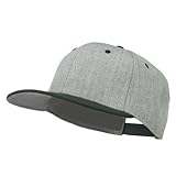 Heather Wool Blend Flat Bill Snapback Two Tone Cap - H. Black Grey OSFM