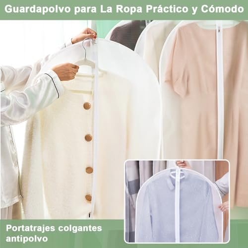 AzzmaAii Protector de Ropa 20pzs Bolsas de Ropa Colgante Funda Ropa de Clóset Cubre Anti-Polvo Almacenamiento Bolsa de Chaqueta con Cremallera Portátil Lavable Cubierta Bolsa Traje Abrigo 60*80-140CM