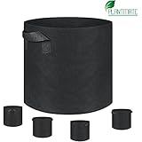 Grow Bags, Root Pouch, 5-Pack 10 Gallon Plantmate Flower Plant Hydroponic Fabric Pot Container with Handles (Black)