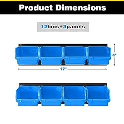 Ultrawall 12 PCS Bins & 3 Rails, Plastic Hanging