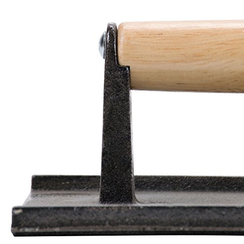 9 x 5-Inch Cast Iron Steak Weight/Bacon Press with Wooden Handle, Heavy-Weight Grill Press