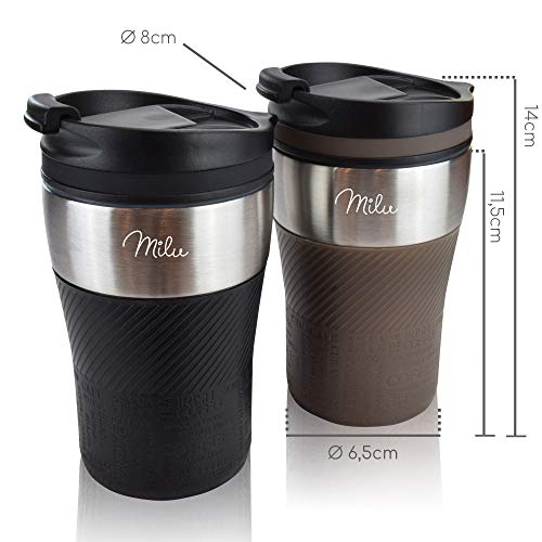 Milu-Thermobecher-Isolierbecher-Kaffeebecher-to-go-210ml-100-Auslaufsicher-Trinkbecher-aus-Edelstahl-Autobecher-doppelwand-Isolierung-Thermo-Becher-Travel-Mug-Braun