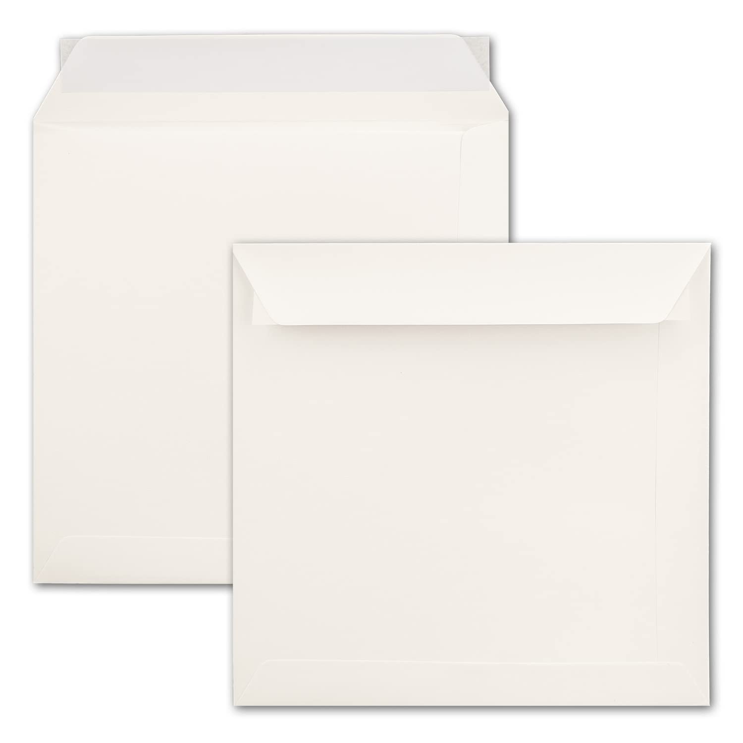 Square Envelopes 22 x 22 cm Opal White Wet Adhesive Strong Quality 120 g/m2 Square Envelopes for Invitation Cards Quadratisch Opal-Weiß