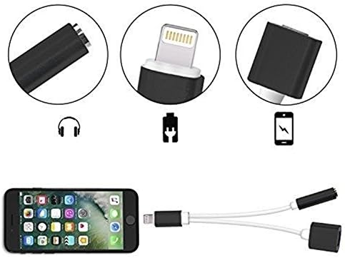 Headphone Adapter For iPhone 7 / 7 Plus 2 in 1 Lightning Charging Cable 3.5mm Headphone Adapter (black)