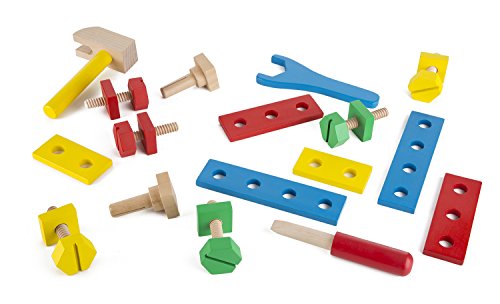 Melissa & Doug Take-Along Tool Kit Wooden Construction Toy (24 pcs)