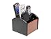 Rotating 4 Compartment Wooden Desk Organizer | Remote Caddy/Holder For Desktop Office Supplies or Remote Controls - Black & Cherry