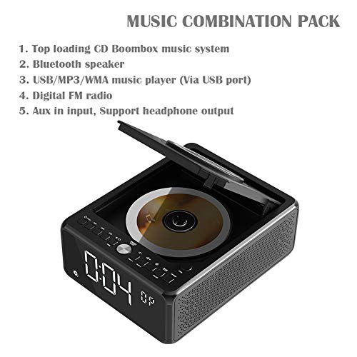 Gelielim CD Clock Radio, CD Player Boombox with Remote, Dual Alarm