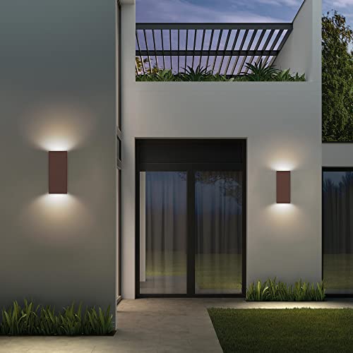 Klighten 4 Pieces Square Outdoor / Indoor Wall Lamp, IP65 Waterproof Rust Colour Outdoor Wall Sconce, GU10 Modern Aluminium Wall Light for Gardens, Hallways, Terraces, Bulb Not Included