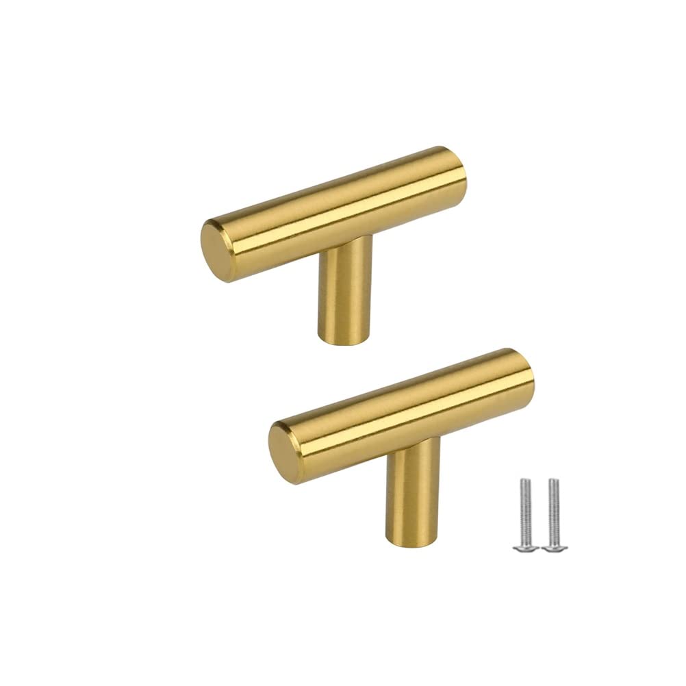 SYDARSYN 6 Pack Kitchen Cupboard Handles 50mm - Stainless Steel Cabinet Handles Gold Drawer Knobs Furniture Door T Bar Pull Handles