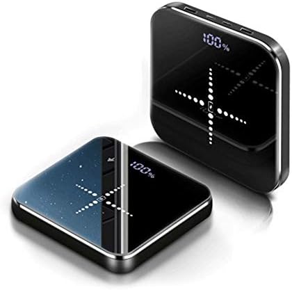 Portable Wireless Power Bank Innens Qi Ultra-Thin Full Mirror with Mini Wireless Charging, 16000MAH for Apple Android Type-c Fast Charger (Cool Black)
