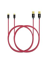 Anker - Cable micro USB trenzado de nailon sin enredos con conectores dorados para Android, Samsung, HTC, Nokia, Sony y más, paquete de 2