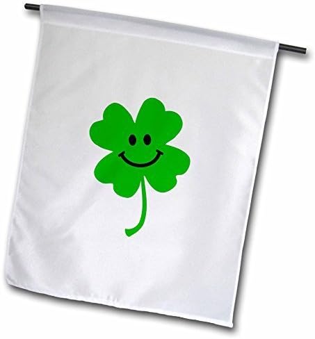 YuieKim Happy Shamrock Cute Smiley Face Lucky Four Leaf Clover Irish Good Luck Charm Green Ireland Decorative Garden Flag, 12.5 X 18-Inch