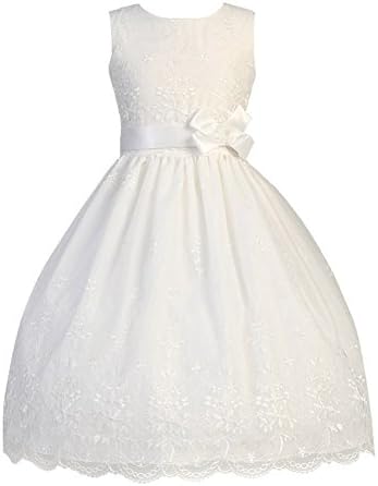 organza first communion dress Elegant Girls' Satin First Communion Dress w/ Crystal Organza Skirt 12