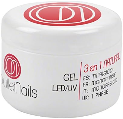 Gel Trifasico Natural UV/LED 15 ml for Outlet Nails, Nail Polish Medium Viscosity, Monophase UV Gel/Led/monofasico