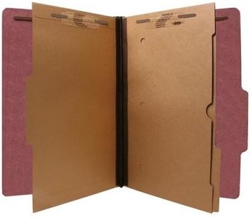 6-Section 2-Pocket Red Pressboard Classification Folder, 2-1/4"" Exp., Legal (SJPS61447)
