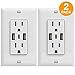 TOPGREENER USB Outlet, 5.8A 3-Port Type C Wall 15 Amp Tamper-Resistant Receptacle Plug, Compatible with iPhone 15 Series & More, UL Listed, TU21558AC3-2PCS, White, 2 Pack