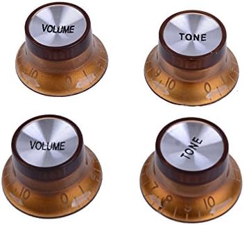 MusicOne Plastic Top Hat style 2 Volume And 2 Tone Speed Control Knobs Set For Gibson Les Paul Electric Guitar Replacement Coffee
