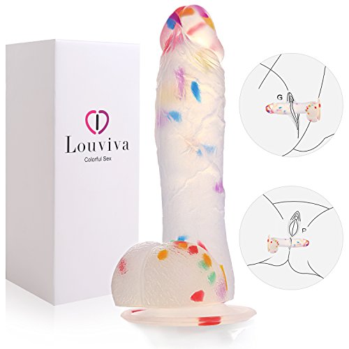 Louviva Confetti Clear Dildo, 7″ Realistic Silicone Sex Toys with Suction Cup