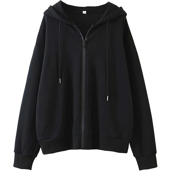 Meladyan Women's Oversized Solid Zip Up Drawstring Long Meladyan Women's Oversized Solid Zip Up Drawstring Long
