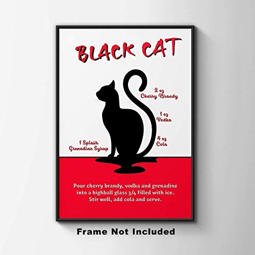 Black Cat Drink Recipe Art Print - 11x14 Unframed Photo Print - Fun Gift For Those Who Love a Cocktail. Looks Great in a Dorm Room, Game Room, Home Bar or Man Cave- Limited Time Intro Price