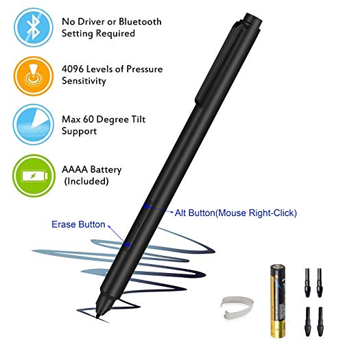 Surface Pen, Surface Pen for Surface Pro 4 and Surface Pro 3,4096 Levels of Pressure for High-Fidelity Writing, Drawing or Painting (Black)
