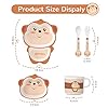 H-HOMEWINS-5-Piece-Kids-Dinner-Set-Eco-Friendly-Bamboo-Tableware-Includes-Plate-Bowl-Cup-Fork-Spoon-Dishwasher-Safe-Dinnerware-for-Baby-Children-Monkey H HOMEWINS 5-Piece Kids Dinner Set Eco-Friendly Bamboo Tableware Includes Plate Bowl Cup Fork Spoon Dishwasher Safe Dinnerware for Baby Children (Monkey)